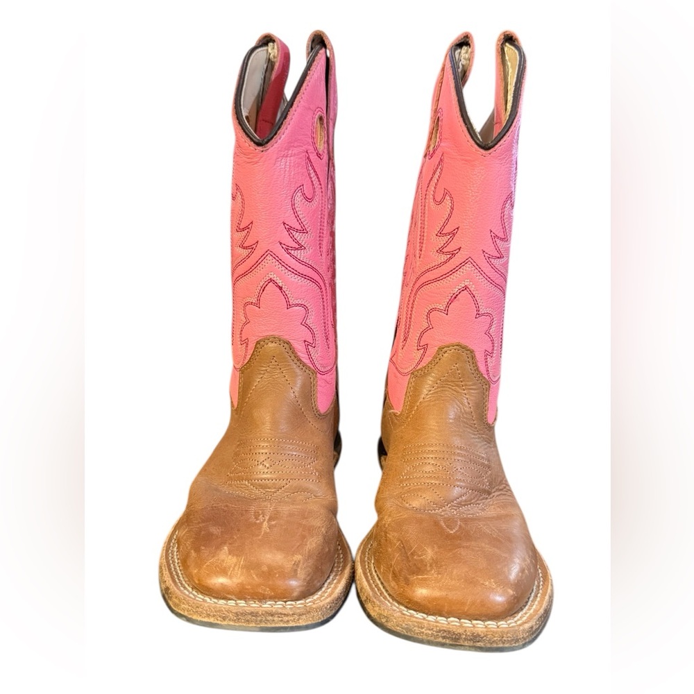 Old West Kids Boots - Pink and Brown Size 11 D - Picture 4 of 8